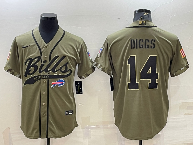 Men's Buffalo Bills #14 Stefon Diggs 2022 Olive Salute to Service Cool Base Stitched Baseball Jersey Men's Buffalo Bills #14 Stefon Diggs 2022 Olive Salute to Service Cool Base Stitched Baseball Jersey